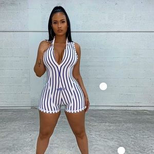 Gsuwoo blue & white romper. Brand new with tags